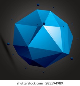 Complicated abstract colorful 3D shape, vector digital lattice object. Technology theme.