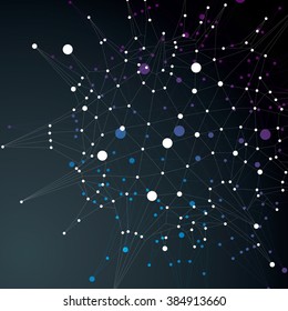 Complicated abstract grayscale 3D shape, vector digital lattice object. Technology theme.