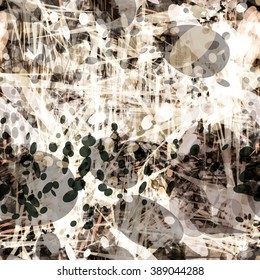 Complicated abstract vector grunge texture. Background for your design. The pattern of triangles, ovals, sharp angles, scratches, spots randomly mixed. Grey template