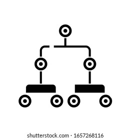 Complicated connections black icon, concept illustration, vector flat symbol, glyph sign.