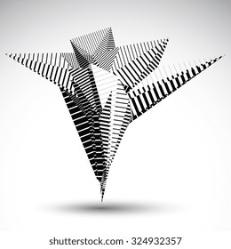 Complicated contrast eps8 element constructed from geometric figures with parallel lines. Asymmetric striped sharp object for technology projects.