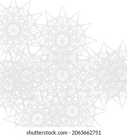Complicated Frost Pastel Sharp White Monochrome Mystery Chaotic Pattern. Grey Lace Satanic Stars Folk Cold Ice Soft Design Pic. Print Calm Light Mandala Silver Ornamental Winter Luxury Wallpaper.