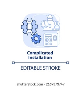 Complicated installation light blue concept icon. Biometric authentication drawback abstract idea thin line illustration. Isolated outline drawing. Editable stroke. Arial, Myriad Pro-Bold fonts used