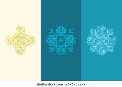 Complicado Arte vectorial geométrico islámico con elegante estampado de inspiración floral. Grande para la decoración y el fondo