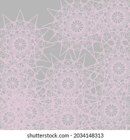Complicated Lace Stars Sharp Chaotic Calm Ornamental Design Pic. Grey Mandala Pastel Mystery Light Luxury Soft Wallpaper. Pink Dark Modern Satanic Silver Print Folk Vintage Pattern.