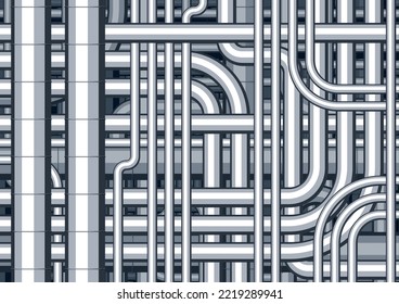 Complicated piping of pipes factory industrial image