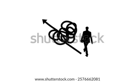 Complicated problem in business, black isolated silhouette