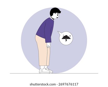 Complicated thoughts lead to despair, hopeless cartoon vector illustration.