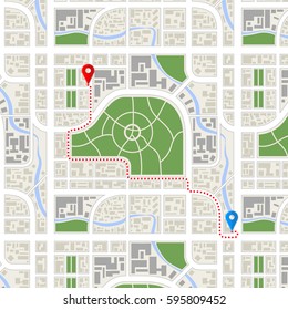 Complicated way between GPS points through the city