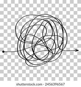 Complicated way with scribbled chaos line doodle icon, idea busy sign vector illustration .