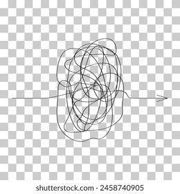 Complicated way with scribbled chaos line doodle icon, idea busy sign vector illustration .