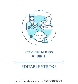 Complications At Birth Concept Icon. Hearing Loss Cause Idea Thin Line Illustration. Maternal Diabetes. Baby Health And Development. Vector Isolated Outline RGB Color Drawing. Editable Stroke