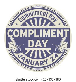 Compliment Day, January 24, rubber stamp, vector Illustration