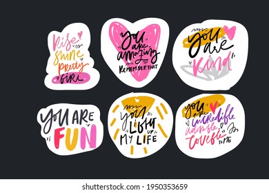 Compliment sticker. Hand lettering. You are fun