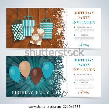 Complimentary ticket to a party on  birthday, various vector design.