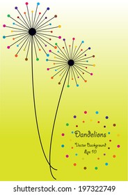 complimentary vector card with funny dandelions silhouettes and place for your text