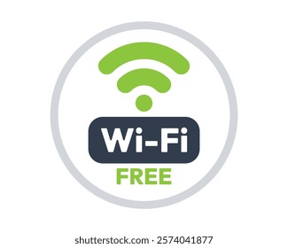 Complimentary Wi-Fi Zone Sign, High-Quality Vector Image for Indicating Free Internet Access, Unique Design