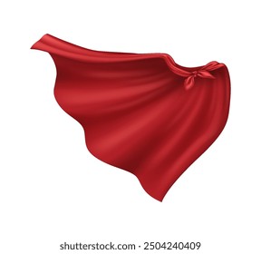 Complimenting ruddy glossy silk legend cape reasonable vector illustration. Courageous defender uniform extra tied on shoulders 3d protest on white foundation