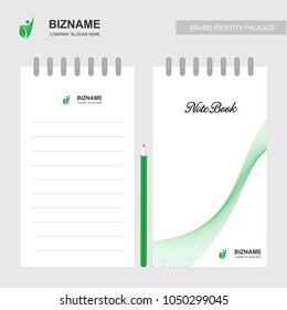 Compnay brochure design with stationary items vector with nature