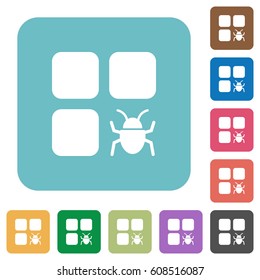 Component bug white flat icons on color rounded square backgrounds