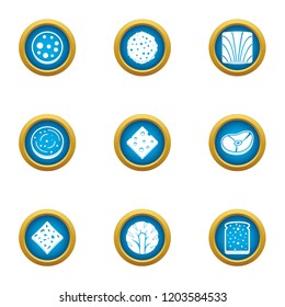 Component for burger icons set. Flat set of 9 component for burger vector icons for web isolated on white background