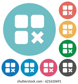 Component cancel flat white icons on round color backgrounds
