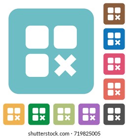 Component cancel white flat icons on color rounded square backgrounds