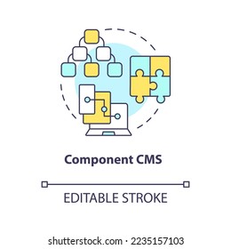 Component CMS concept icon. Website platform. Publishing content. Optimize posting abstract idea thin line illustration. Isolated outline drawing. Editable stroke. Arial, Myriad Pro-Bold fonts used