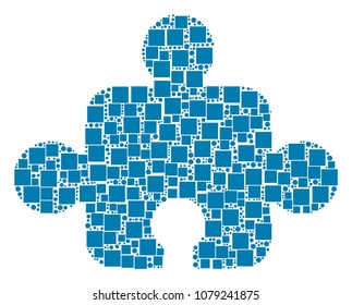 Component collage icon of square shapes and spheric dots in variable sizes. Vector objects are united into component illustration design concept.