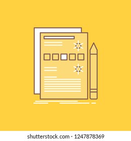 Component, data, design, hardware, system Flat Line Filled Icon. Beautiful Logo button over yellow background for UI and UX, website or mobile application