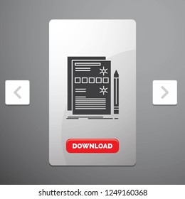 Component, data, design, hardware, system Glyph Icon in Carousal Pagination Slider Design & Red Download Button