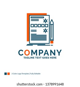 Component, data, design, hardware, system Logo Design. Blue and Orange Brand Name Design. Place for Tagline. Business Logo template.