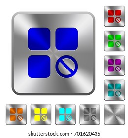 Component disabled engraved icons on rounded square glossy steel buttons