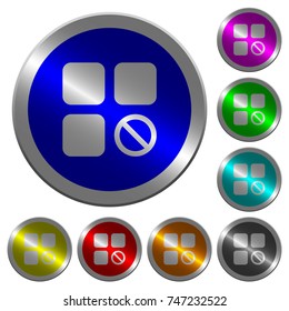 Component disabled icons on round luminous coin-like color steel buttons