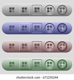 Component disabled icons on rounded horizontal menu bars in different colors and button styles