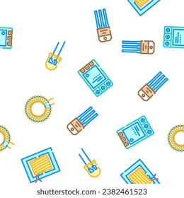 component electronic chip vector seamless pattern thin line illustration