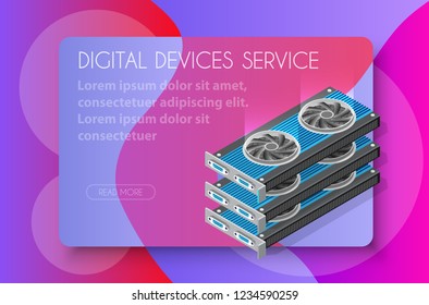 The component of electronic equipment high-tech industry isometric graphics component.
