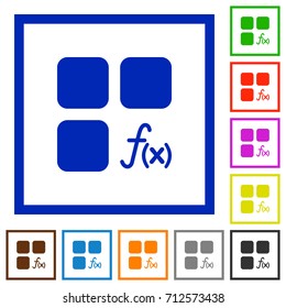 Component functions flat color icons in square frames on white background