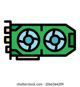 GPU-Kartensymbol der Komponente. Rahmenkomponente GPU-Karte Vektorsymbol Farbe einzeln