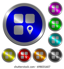 Component location icons on round luminous coin-like color steel buttons