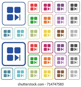 Component next color flat icons in rounded square frames. Thin and thick versions included.
