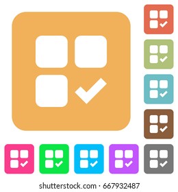 Component ok flat icons on rounded square vivid color backgrounds.