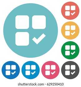 Component ok flat white icons on round color backgrounds
