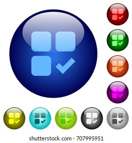 Component ok icons on round color glass buttons