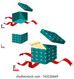 Component of opened star gift box. Front and back are perfect assembly.

