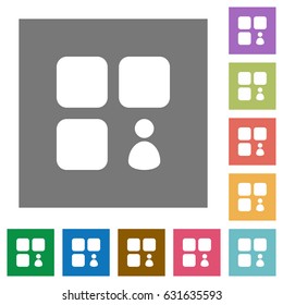 Component owner flat icons on simple color square backgrounds