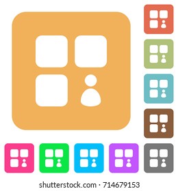 Component owner flat icons on rounded square vivid color backgrounds.