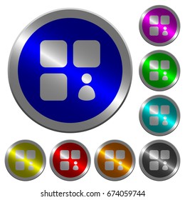 Component owner icons on round luminous coin-like color steel buttons