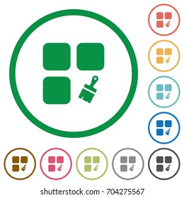 Component paste flat color icons in round outlines on white background