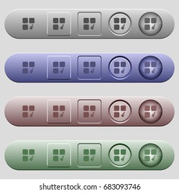 Component paste icons on rounded horizontal menu bars in different colors and button styles